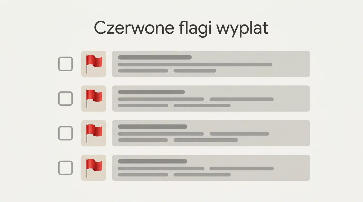 Lista czerwonych flag przy wypłacie z kasyna ostrzegająca przed utratą pieniędzy u nieuczciwego operatora