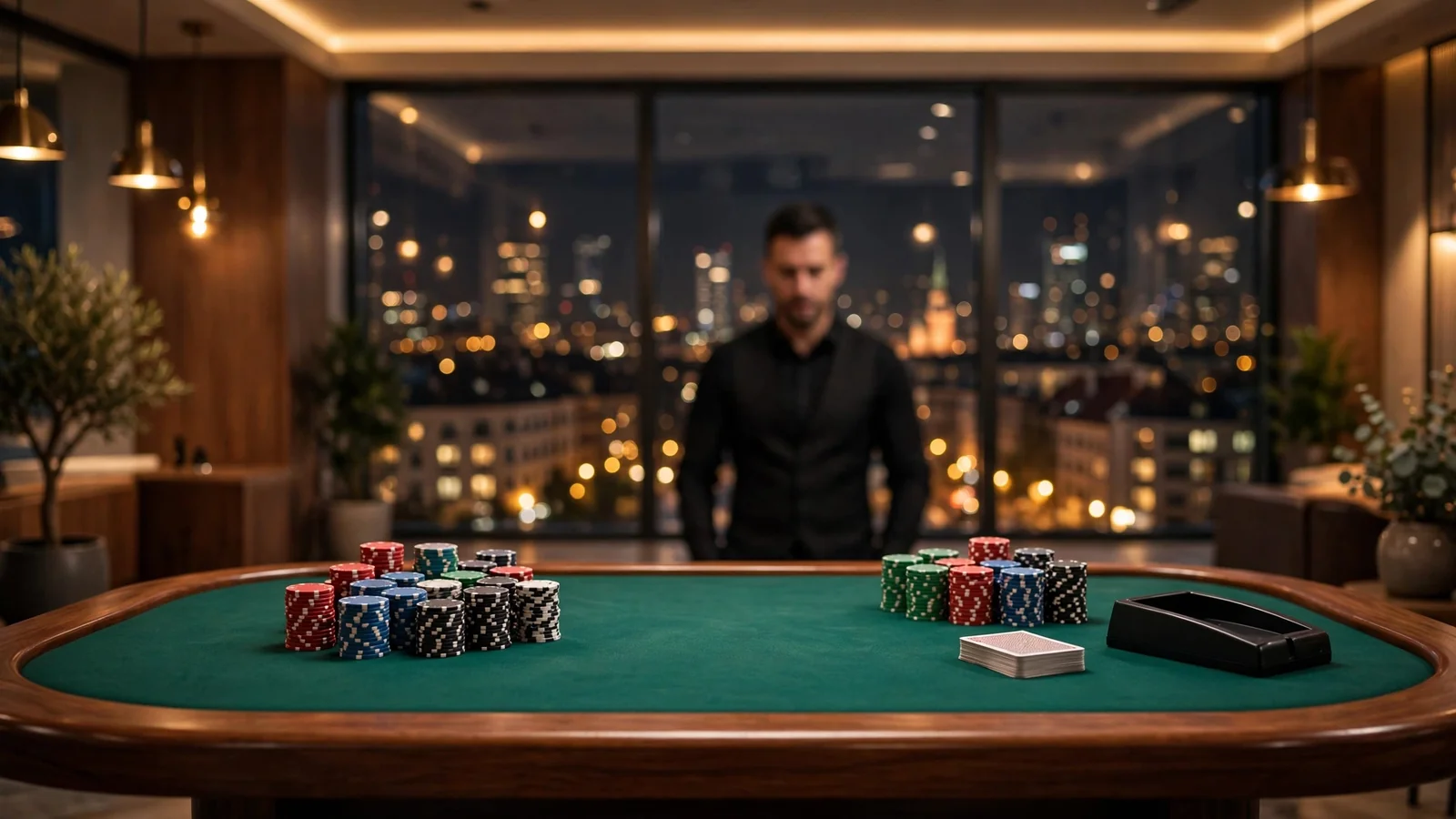 Eleganckie studio kasyna na żywo ze stołem do blackjacka w Warszawie