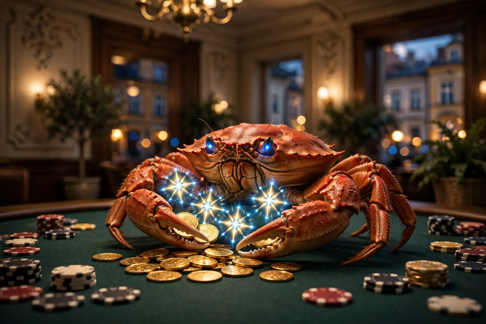Krab z mnożnikami na stole kasynowym