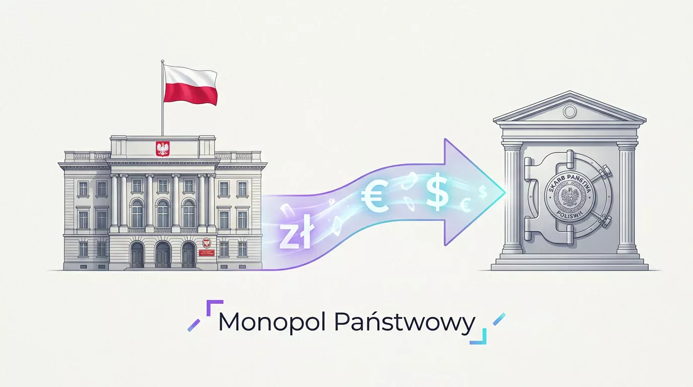 Symboliczna ilustracja monopolu Totalizatora Sportowego i wpłat do budżetu państwa z gier online