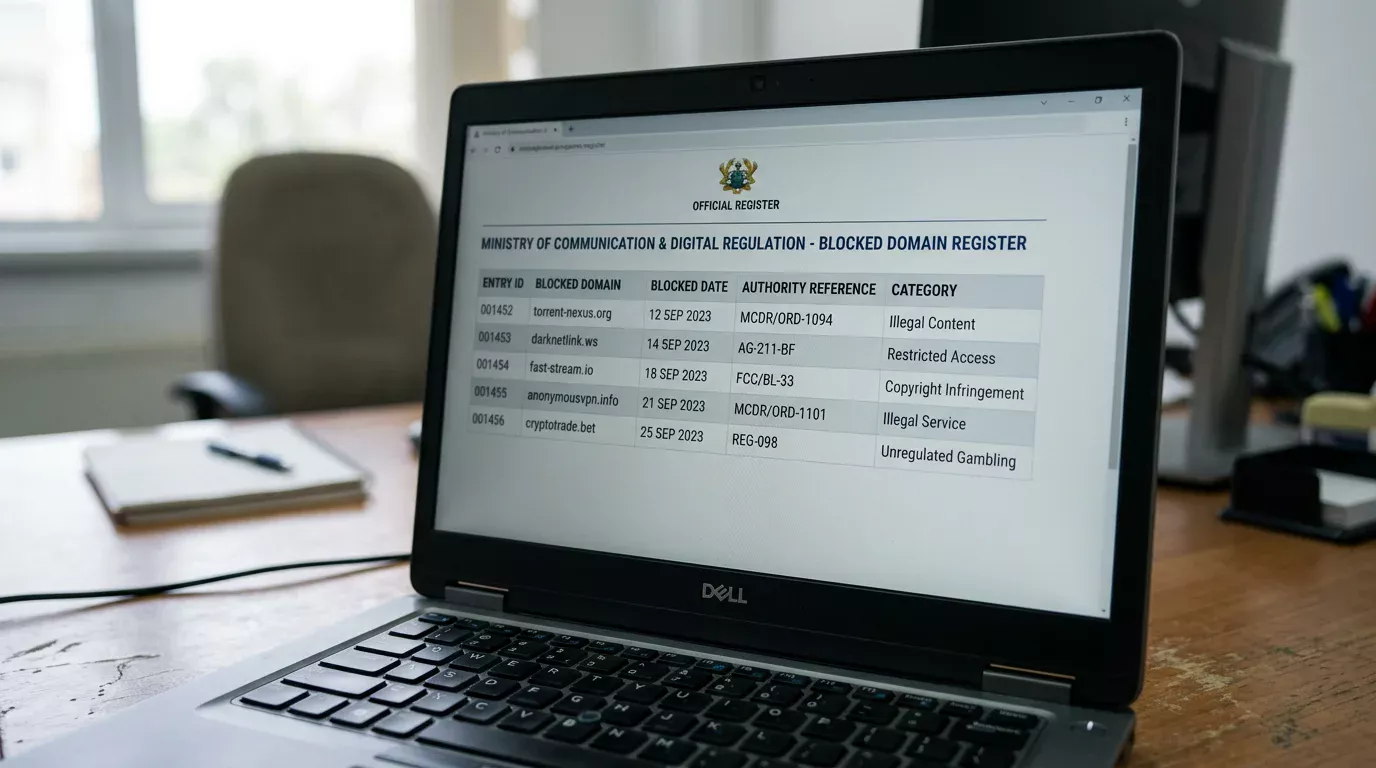 Ekran komputera z otwartym Rejestrem Domen Zakazanych prowadzonym przez Ministerstwo Finansów