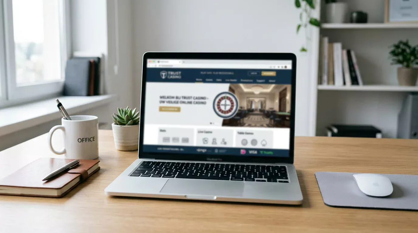 Strona głównego legalnego kasyna online widoczna na ekranie laptopa