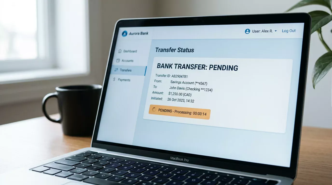 Tradycyjny przelew bankowy oczekujący w trakcie sesji rozliczeniowej