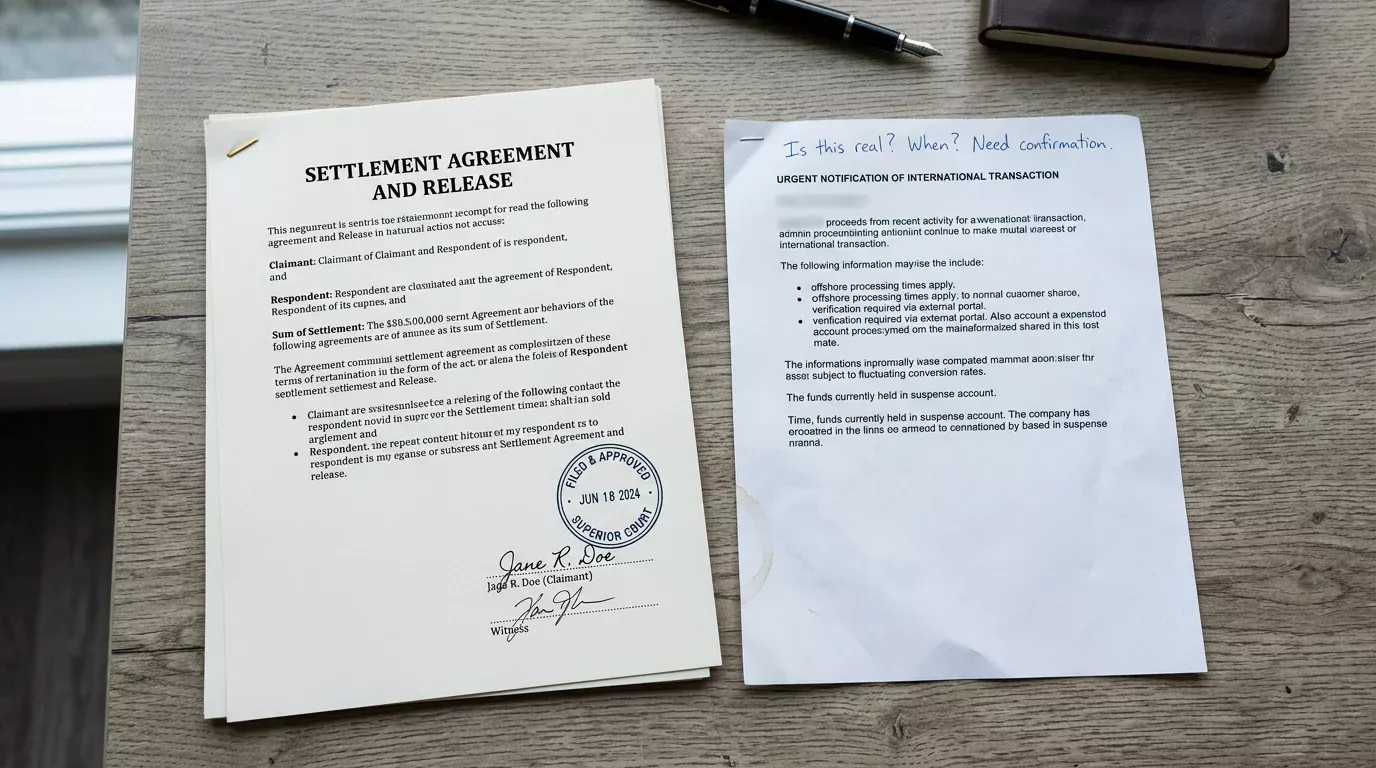 Dwa dokumenty obok siebie ilustrujące różnicę między wygraną legalną a offshore